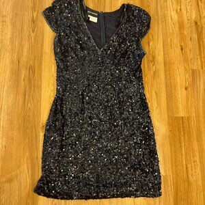 Navy blue sequin cockail dress - approx size 18